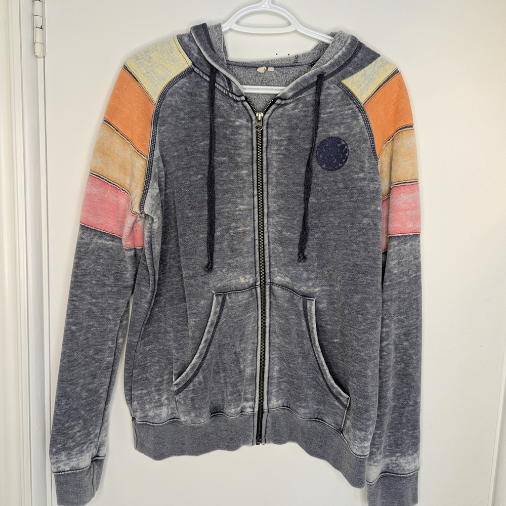 RIPCURL DISTRESSED BLUE HOODIE, WOMENS SIZE LARGE